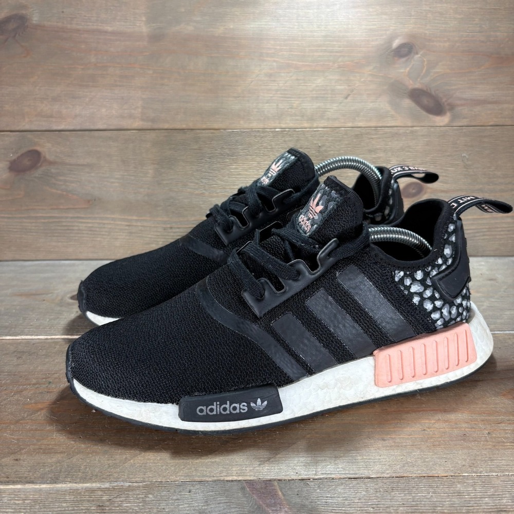 adidas NMD R1 Womens size 8.5 shoes Black Leopard Print Boost Knit sneakers